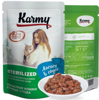 Karmy  влажный корм для стерилизованных кошек 80 г лосось в соусе