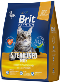 Brit Premium  Sterilised сухой корм для стерилизованных кошек 400 г  уткой и курица 