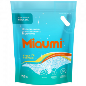 Miaum наполнитель для кошек 7,6 л силикагелевый
