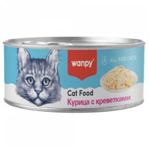 Wanpy Cat консервы для кошек 95 г из курицы и креветок