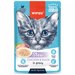 Wanpy Cat влажный корм для котят 70 г нежное рагу из курицы и утки