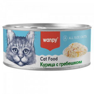 Wanpy Cat консервы для кошек 95 г из курицы и гребешка 