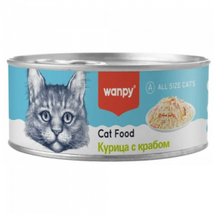 Wanpy Cat консервы для кошек 95 г курица и краба