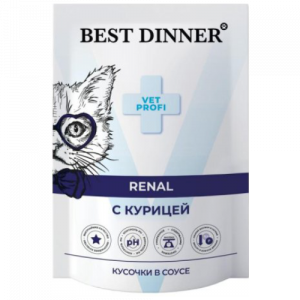 Best Dinner Exclusive Vet Profi Renal влажный корм для кошек 85 г при заболевании почек курица