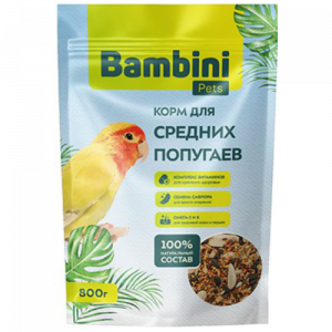Bambini Pets Корм для средних попугаев 800 г