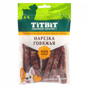 Titbit лакомство для собак мини пород нарезка из говядины 70 г 024560