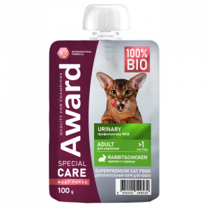 AWARD SPECIAL CARE Urinary  пюре для кошек для профилактики мочекаменной болезни 100 г из курицы с кроликом