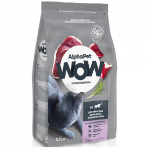 Alphapet WOW сухой корм для домашних кошек 750 г утка и потрошки
