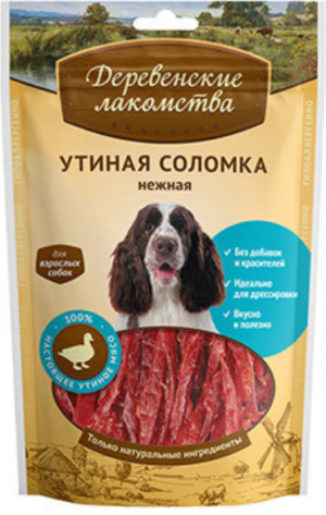 Деревенские Лакомства лакомство для собак 90 г утиная соломка нежная