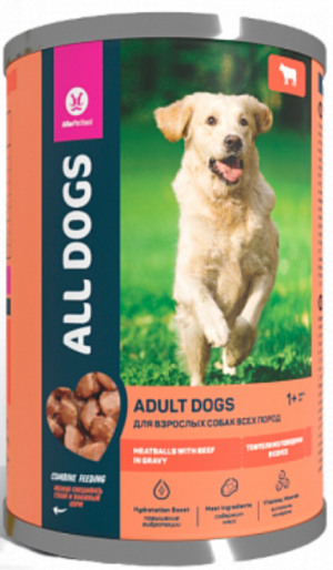 All Dogs консервы для собак 415 г тефтели из говядины в соусе