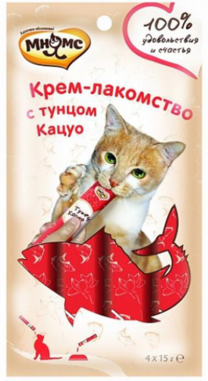 Мнямс  крем лакомство для кошек 15 г тунец Кацуо, 1 шт